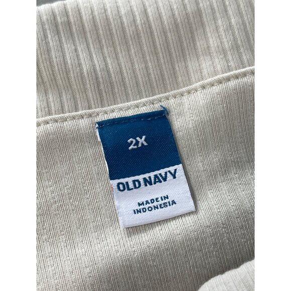 Old Navy Top Plus Size 2X Ribbed Off The Shoulder Beige Cotton Blend Neutral - Picture 5 of 7